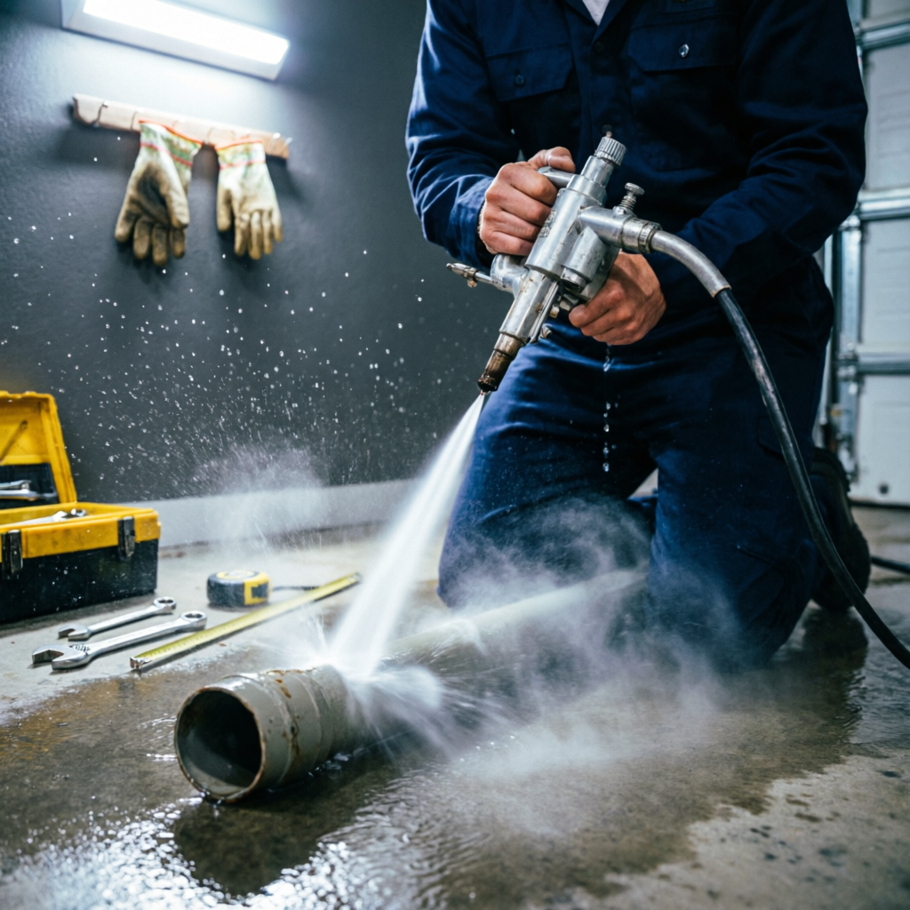 Hydro jetting equipment in action
