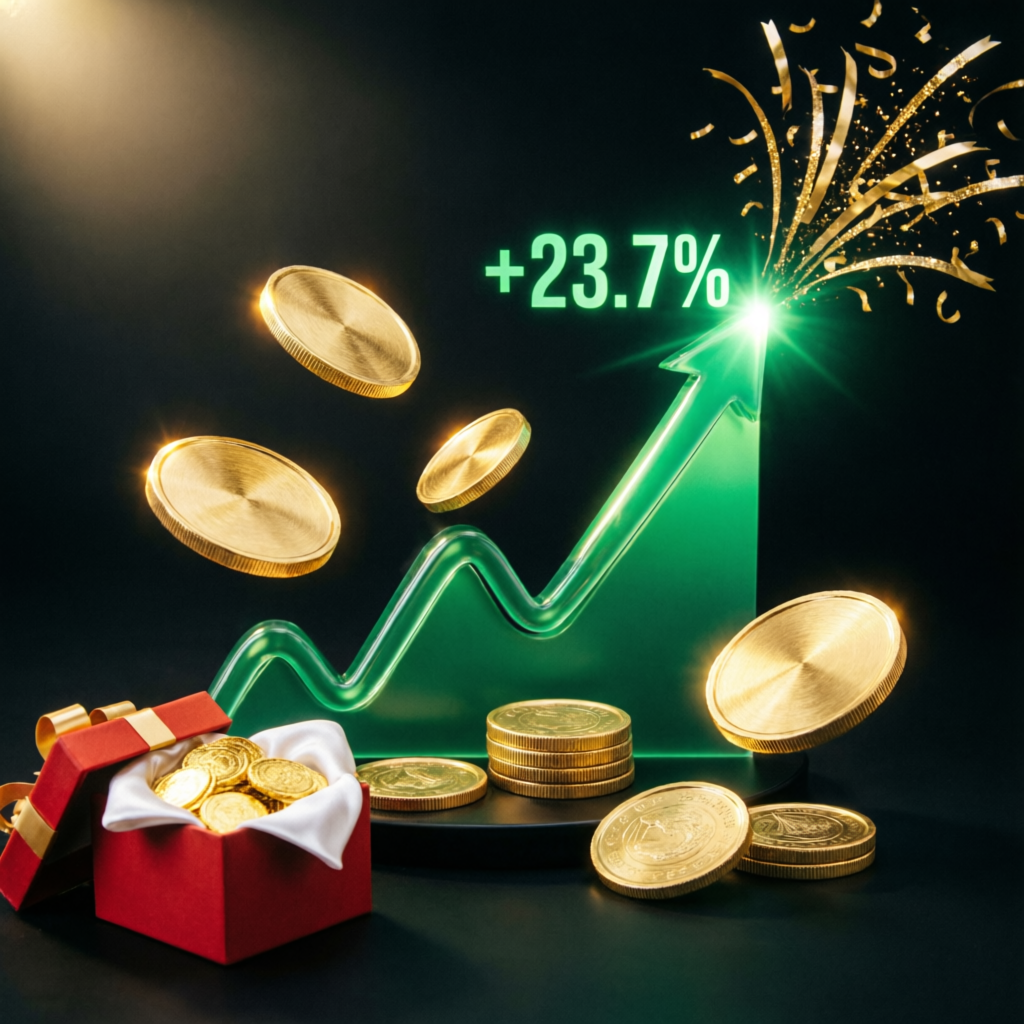 Profit growth and success celebration