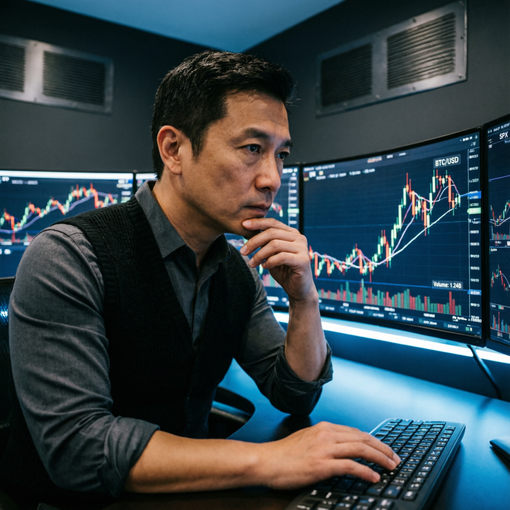 Professional trader analyzing charts