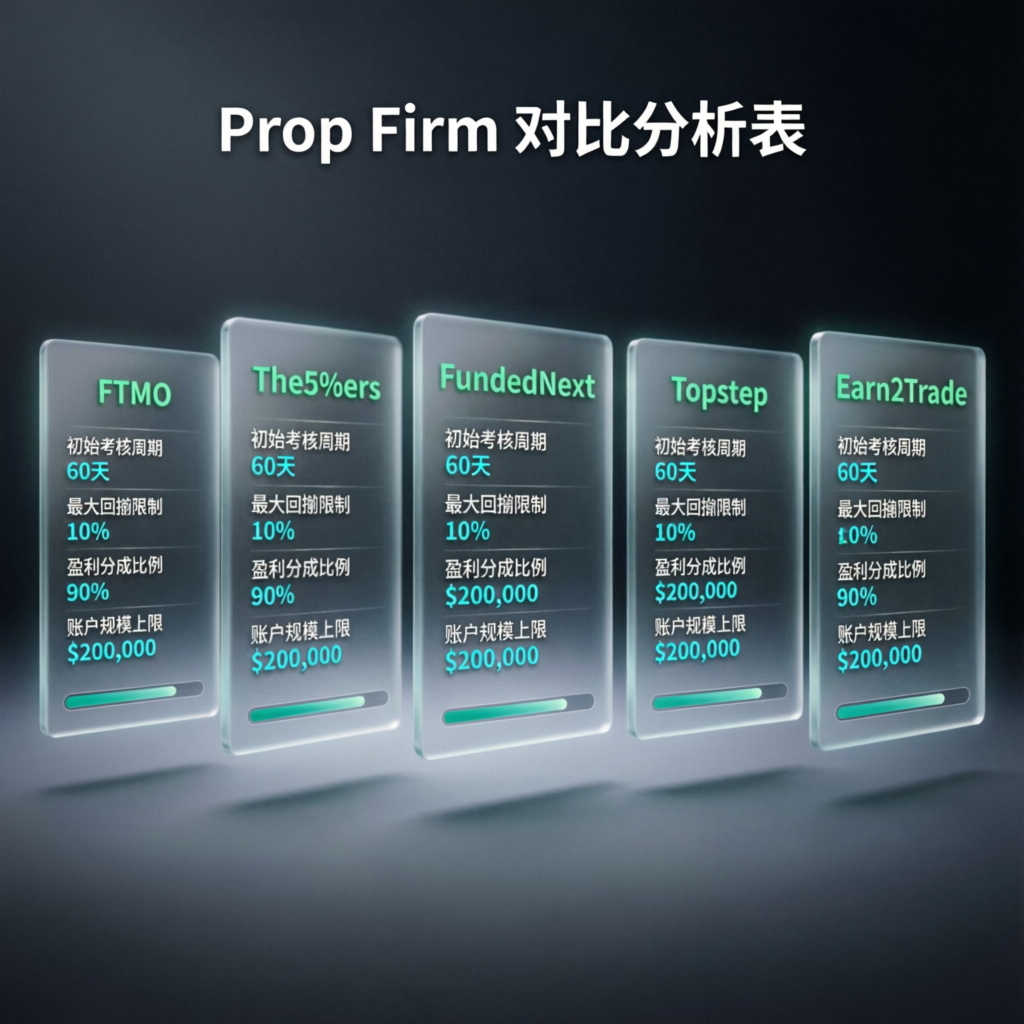 Prop firm comparison analysis table visualization