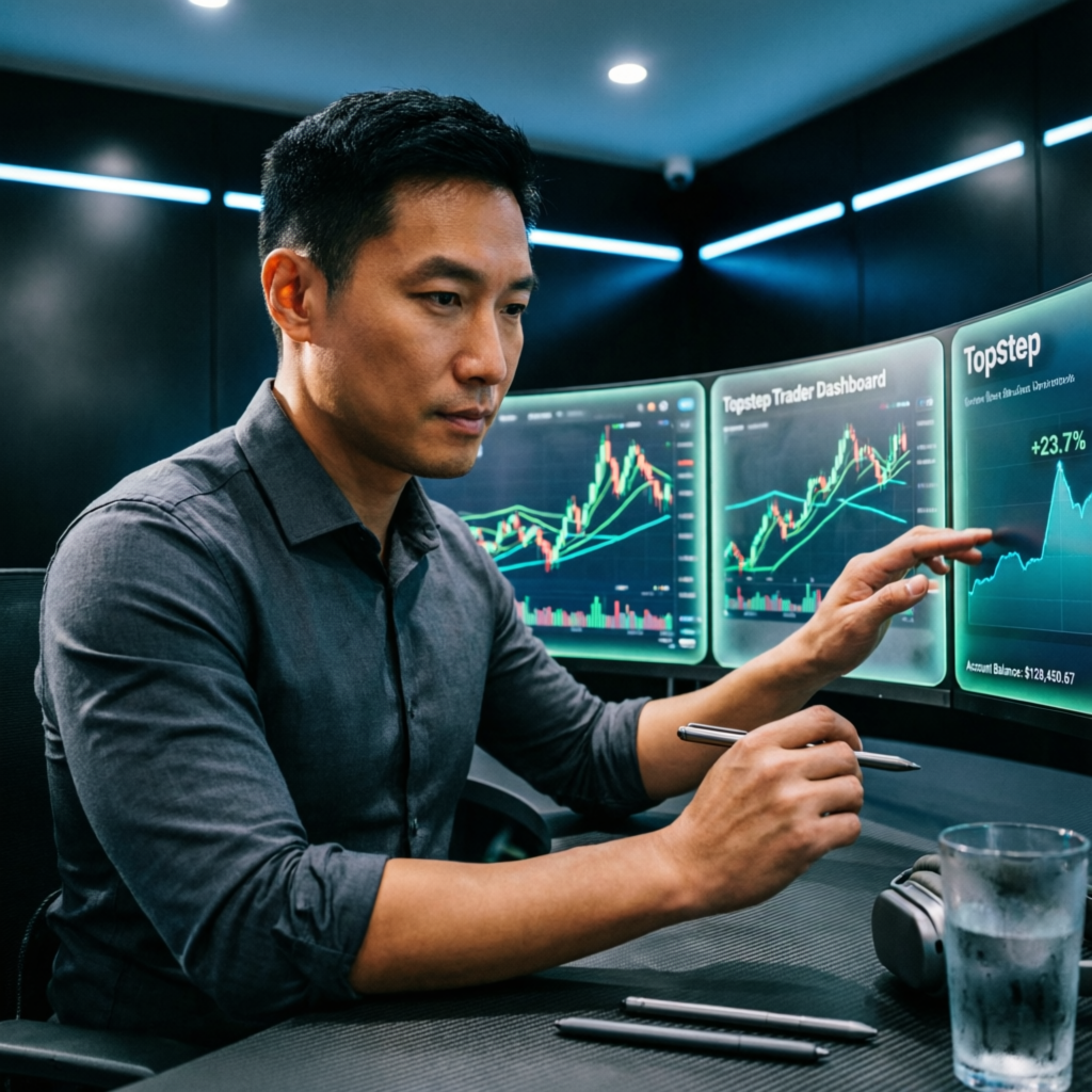 Professional Topstep trader analyzing dashboard