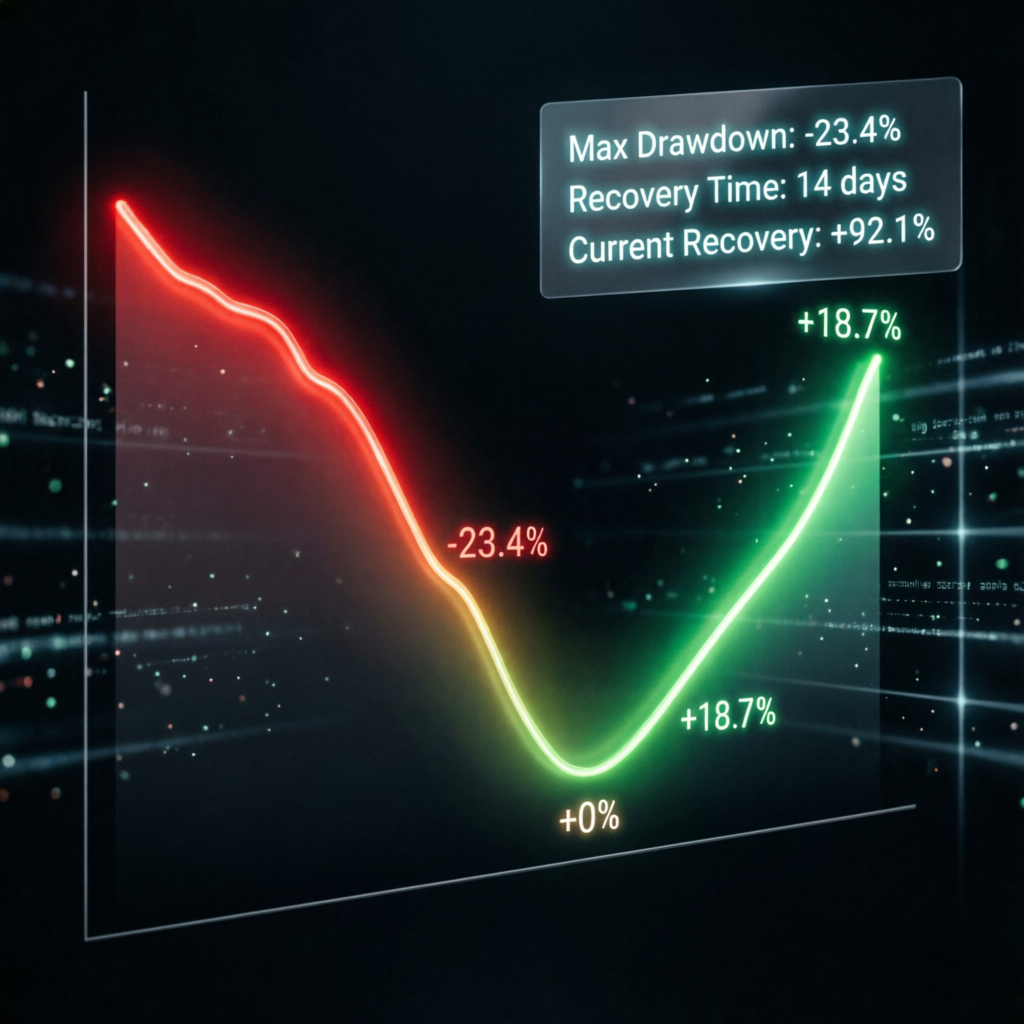 Drawdown recovery chart showing risk management
