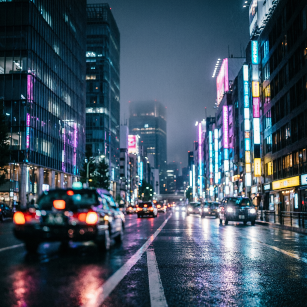 Ночная городская фотосъёмка Токио - уличная фотография