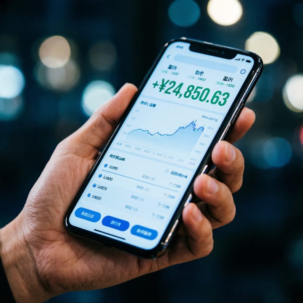 Mobile trading app showing funded account profits