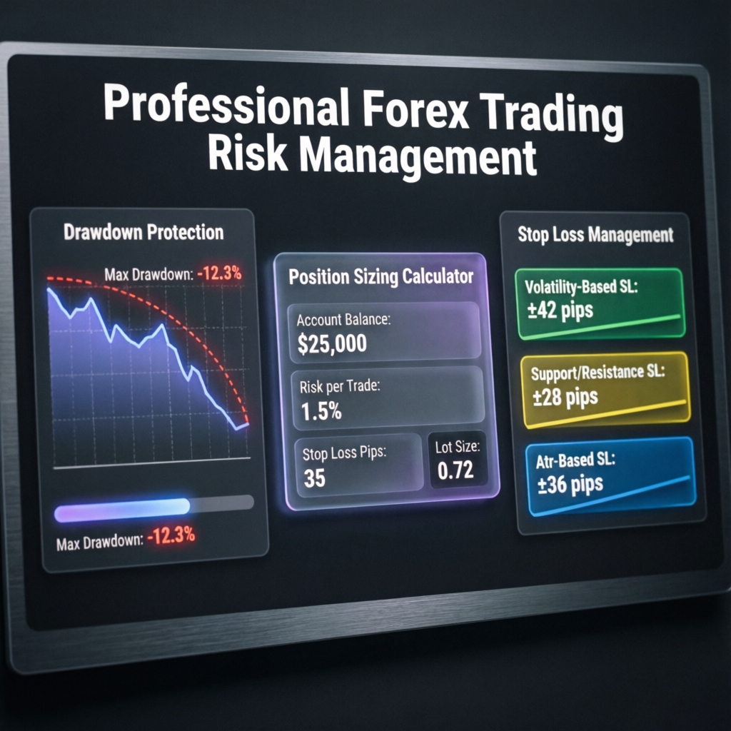 Professional forex trading risk management visualization - PFM Capitals prop firm services