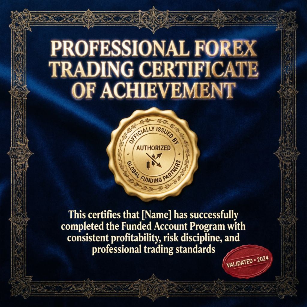 Professional Forex Trading Certificate of Achievement - PFM Capitals prop firm passing