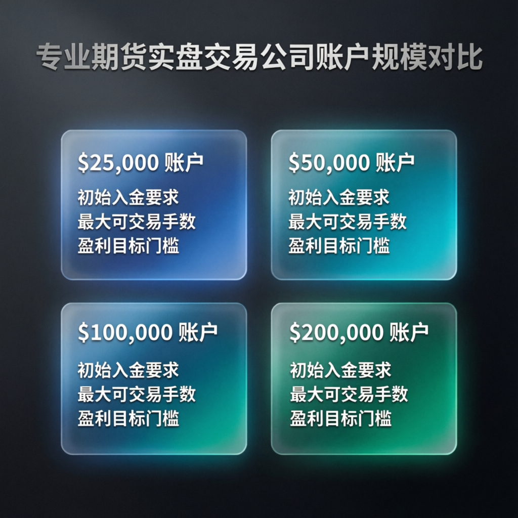 Comparison of different prop firm account sizes and features