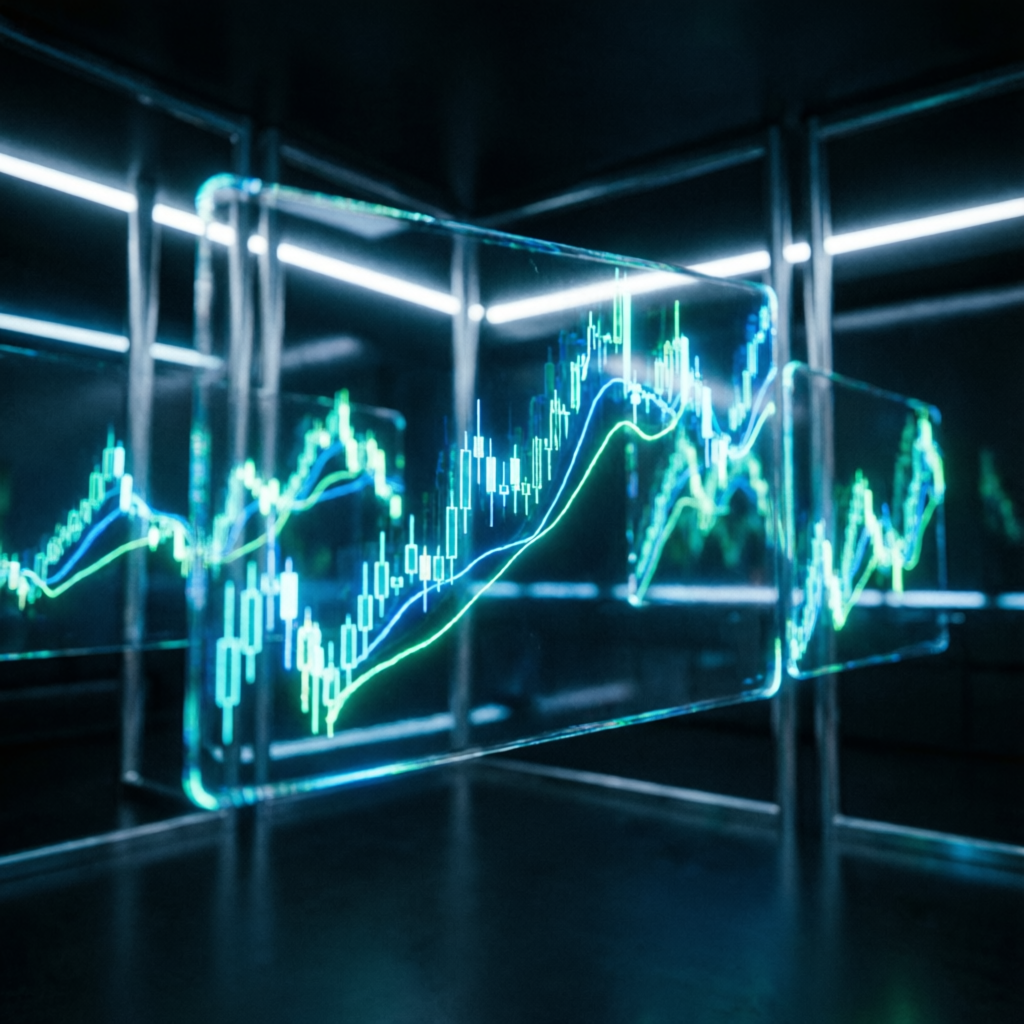 Holographic futures trading charts showing multiple instruments