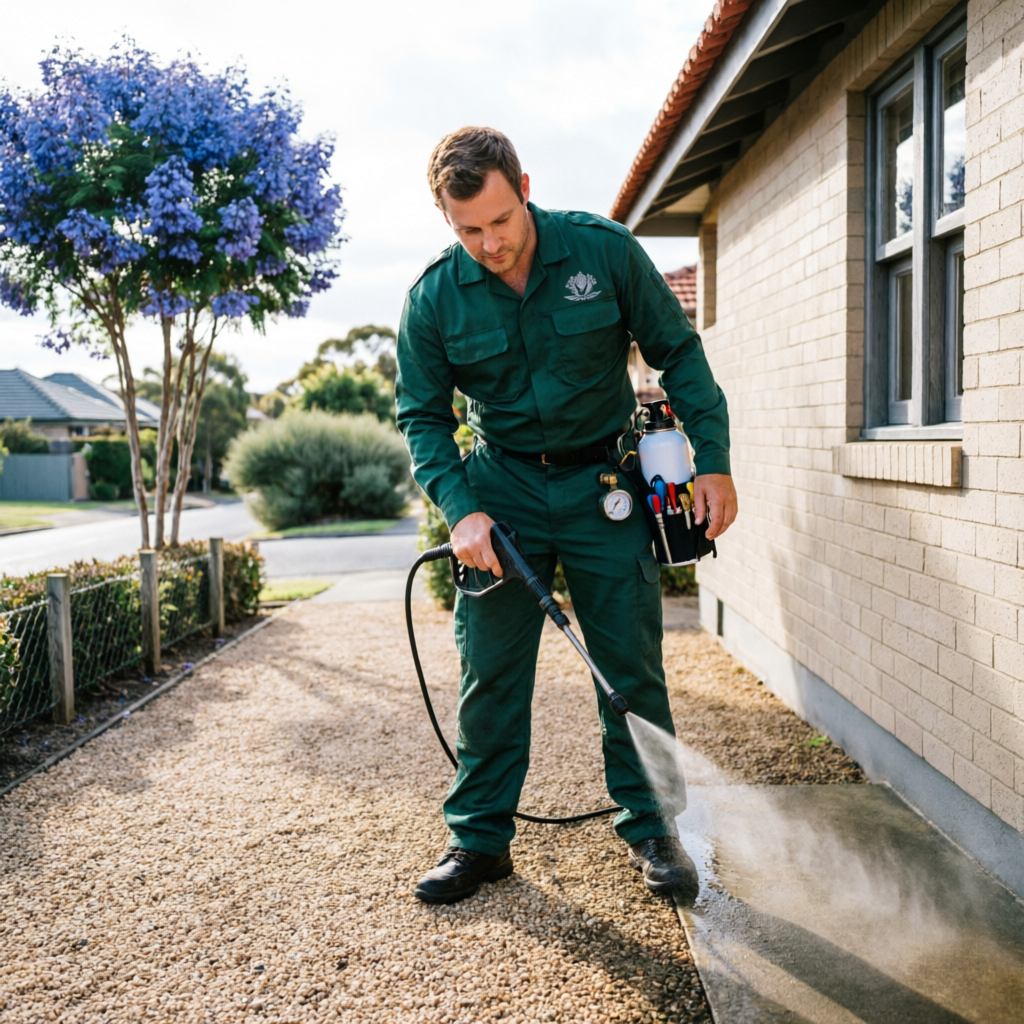 Technician applying treatment