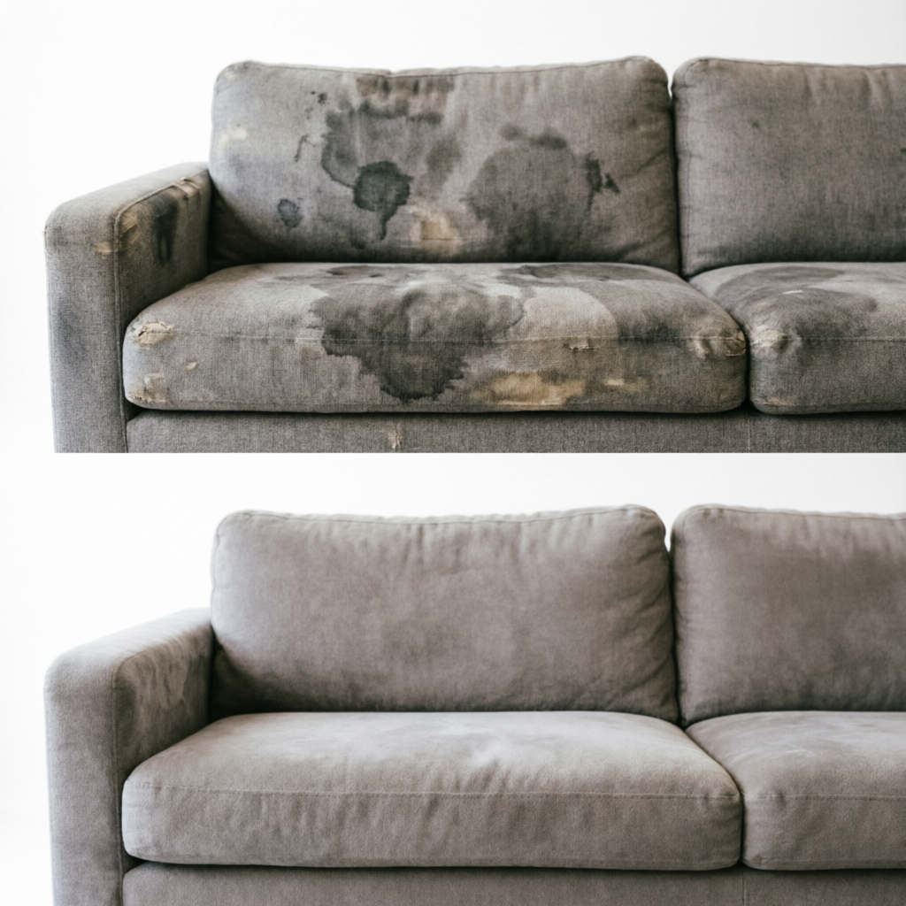 Grey Couch Before and After
