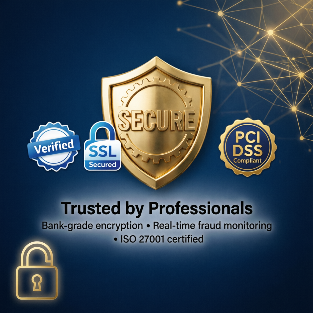 Trusted by professionals - security and verification badges for PFM Capitals prop firm services