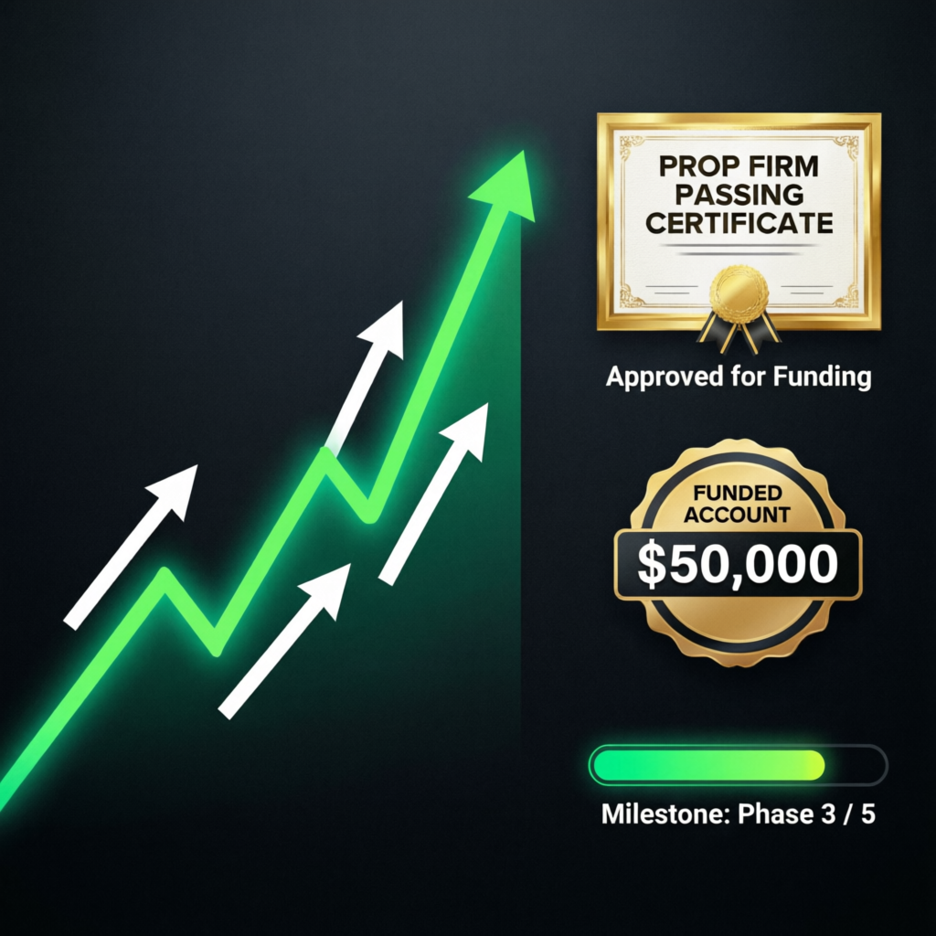 Prop firm passing certificate and funded account milestone achievement
