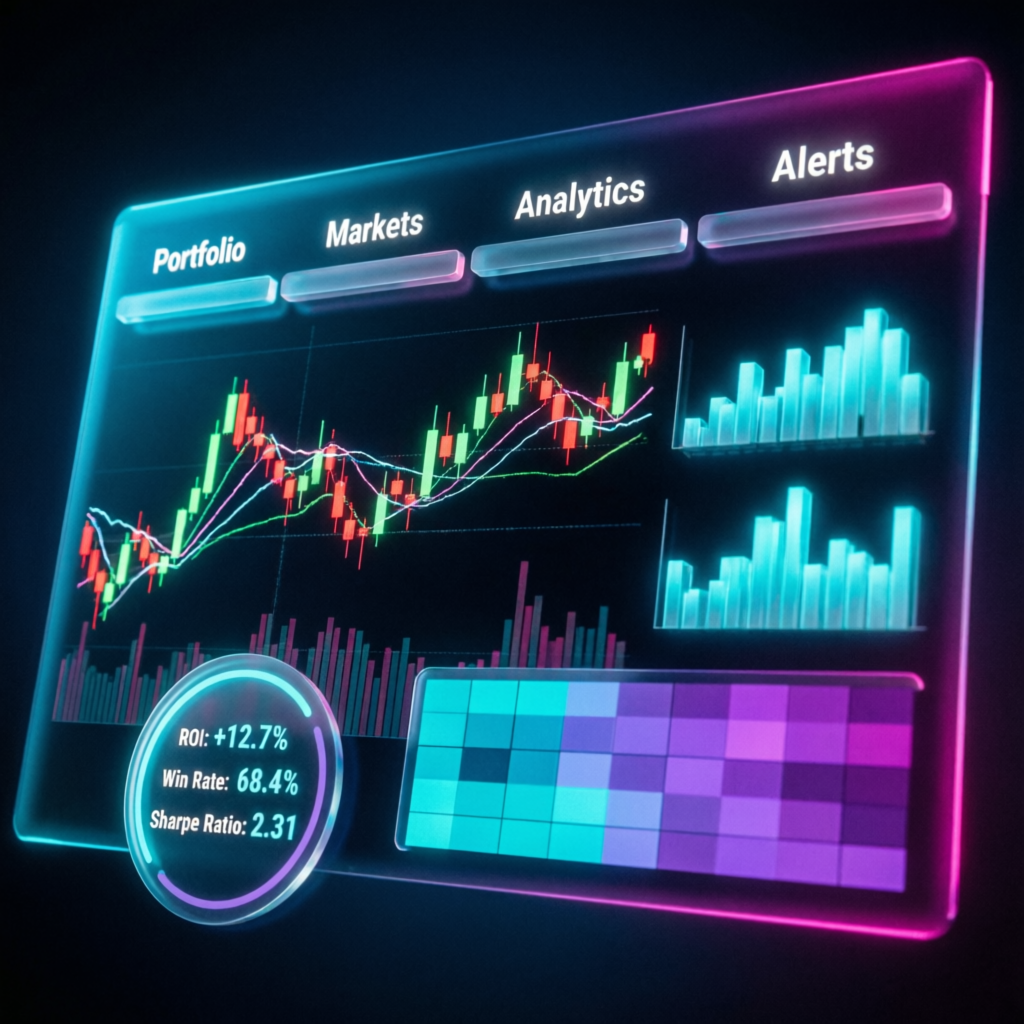 Advanced trading analytics dashboard showing portfolio markets and performance metrics