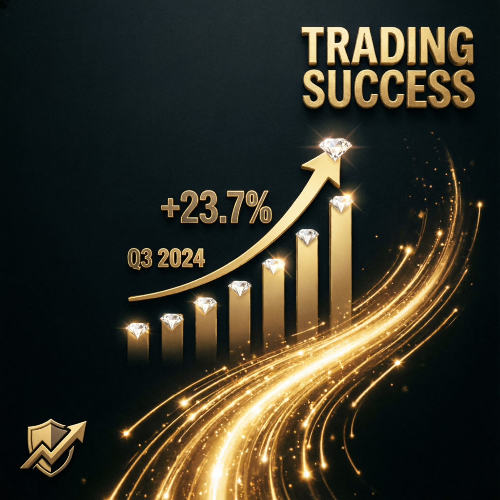 Trading success gold chart showing profit growth and funded account achievement