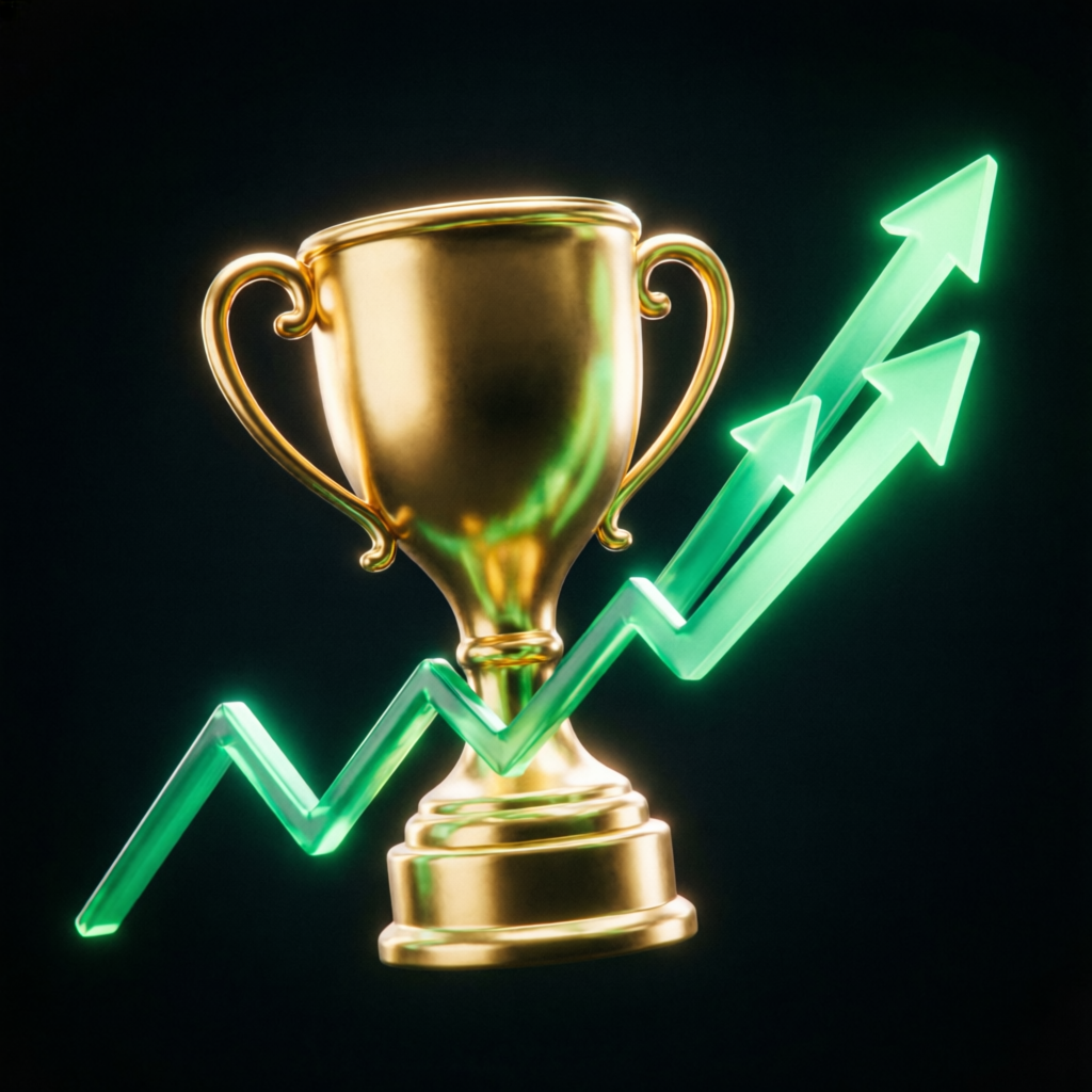 Trading Success Trophy and Growth Chart