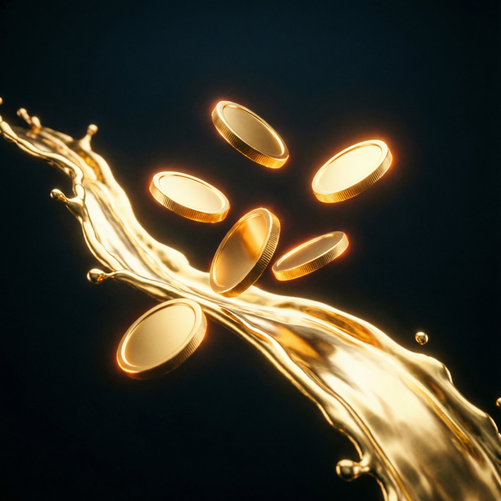 Golden coins flowing representing successful Apex Trader Funding payouts and profit withdrawals