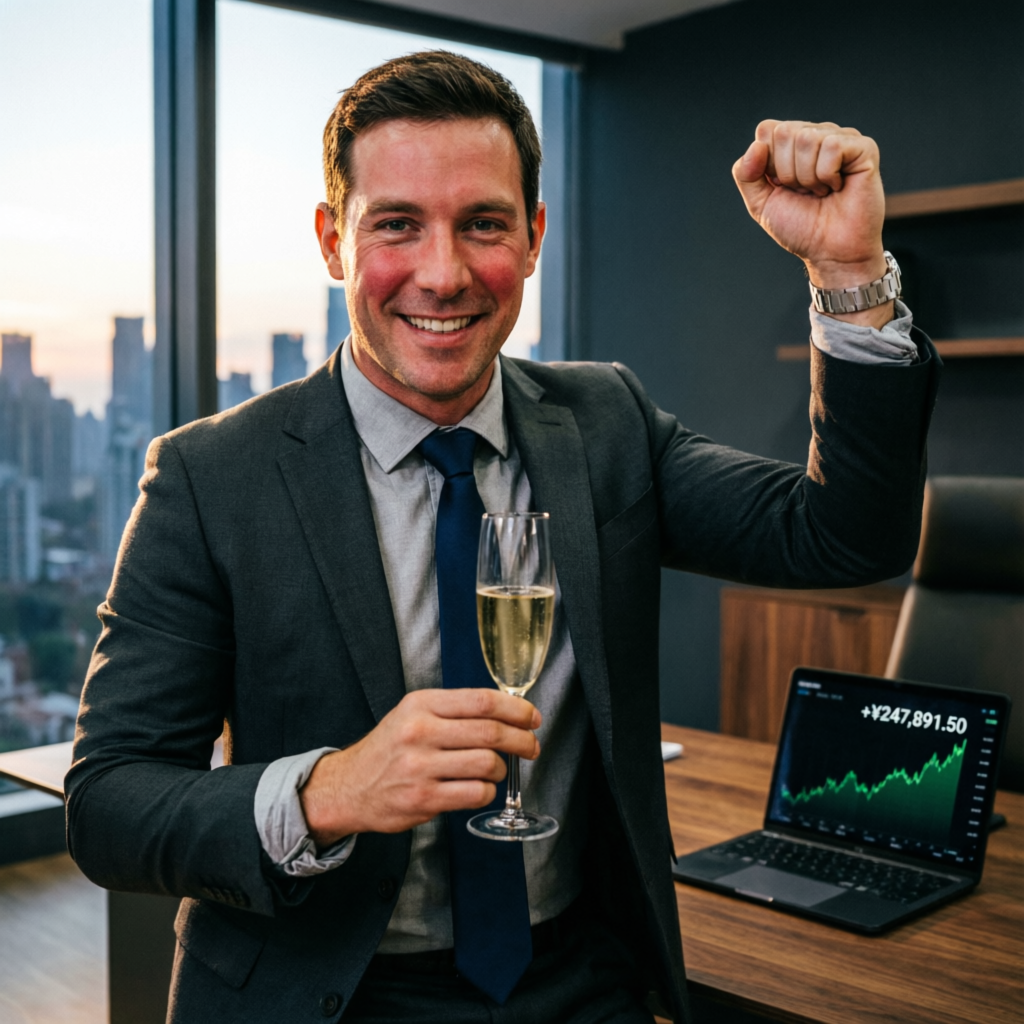 Successful trader celebrating after passing Apex Trader Funding evaluation