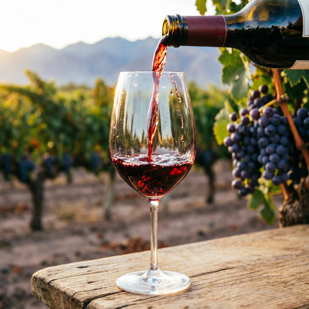 Malbec argentino siendo servido
