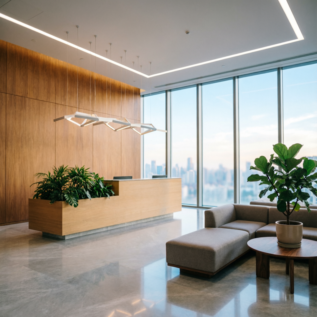 Modern commercial office lobby