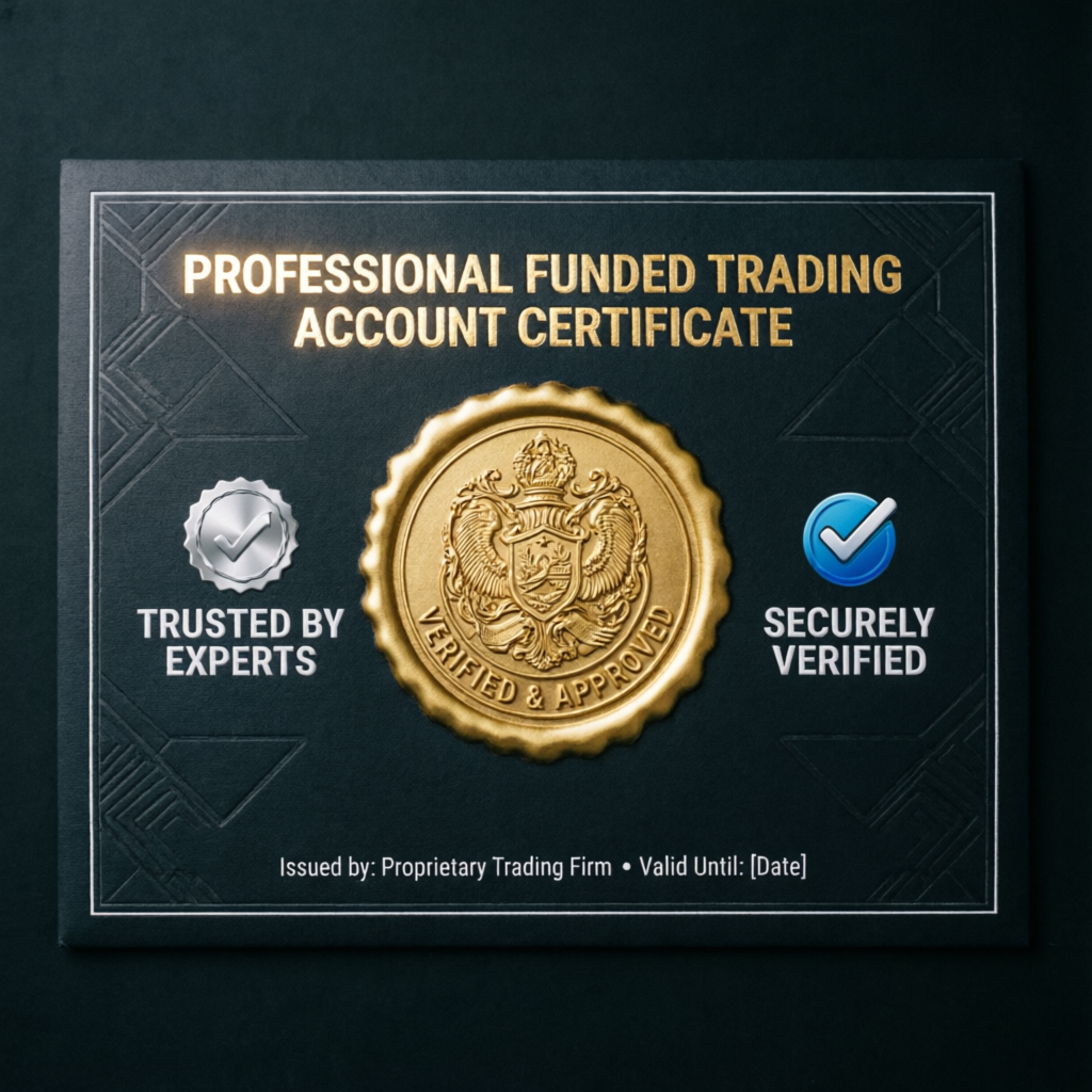 Professional funded trading account certificate from PFM Capitals
