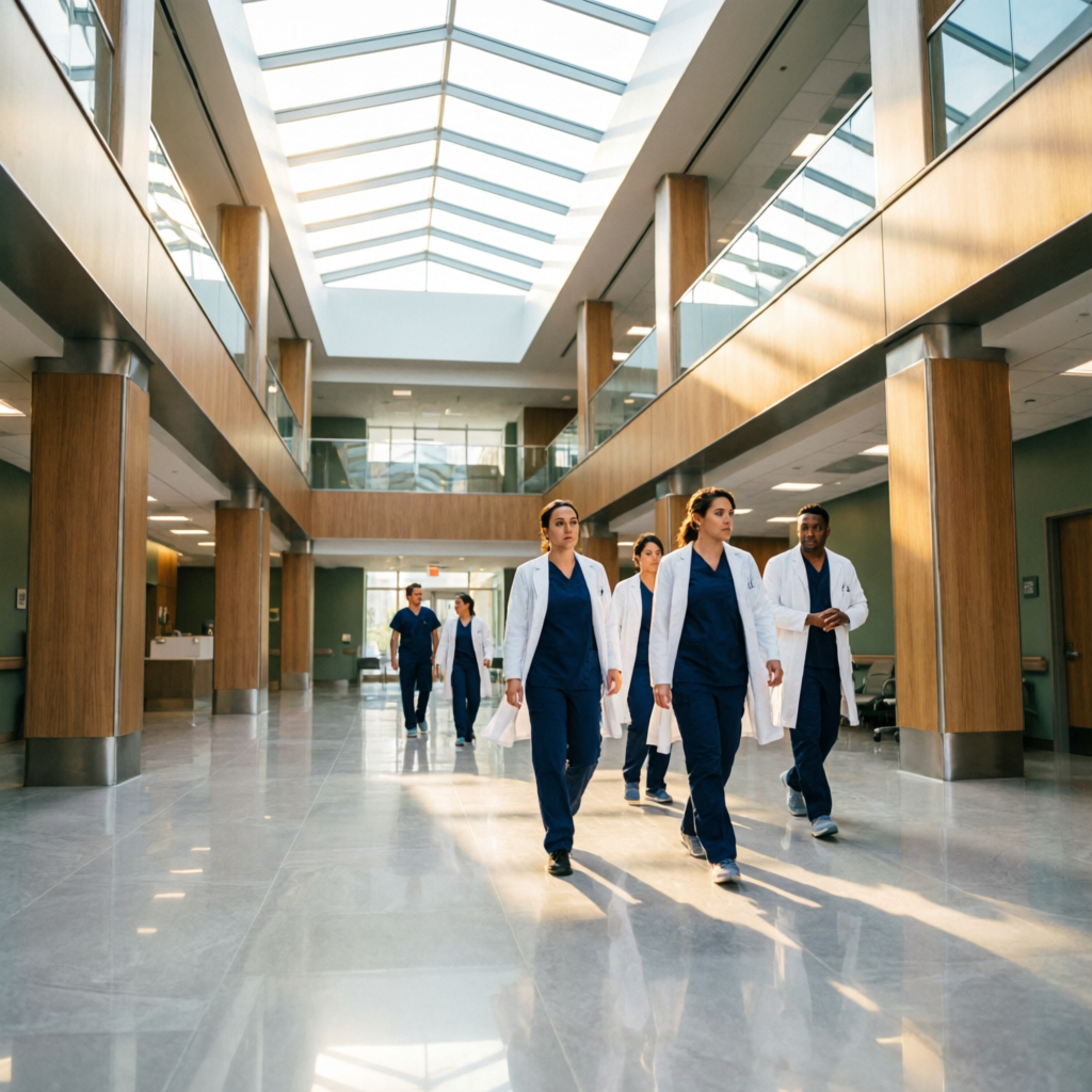 Meridian Hospital surgical team preparing for a procedure in a modern operating room