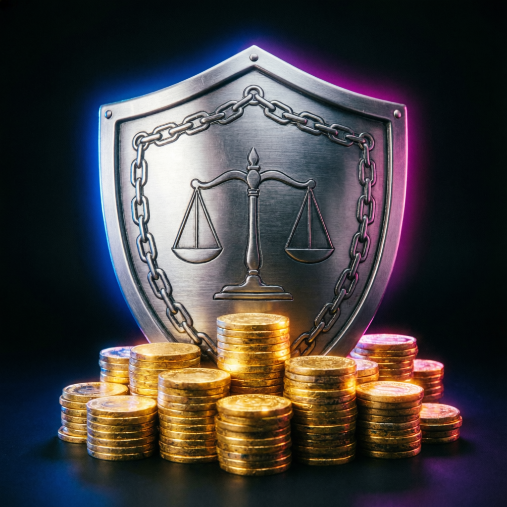 Risk management concept with shield protecting trading capital