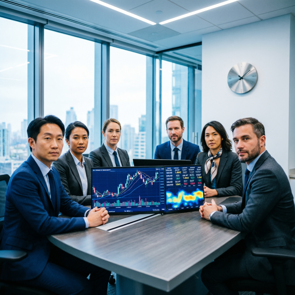 Professional team of prop firm passing service experts analyzing trading data