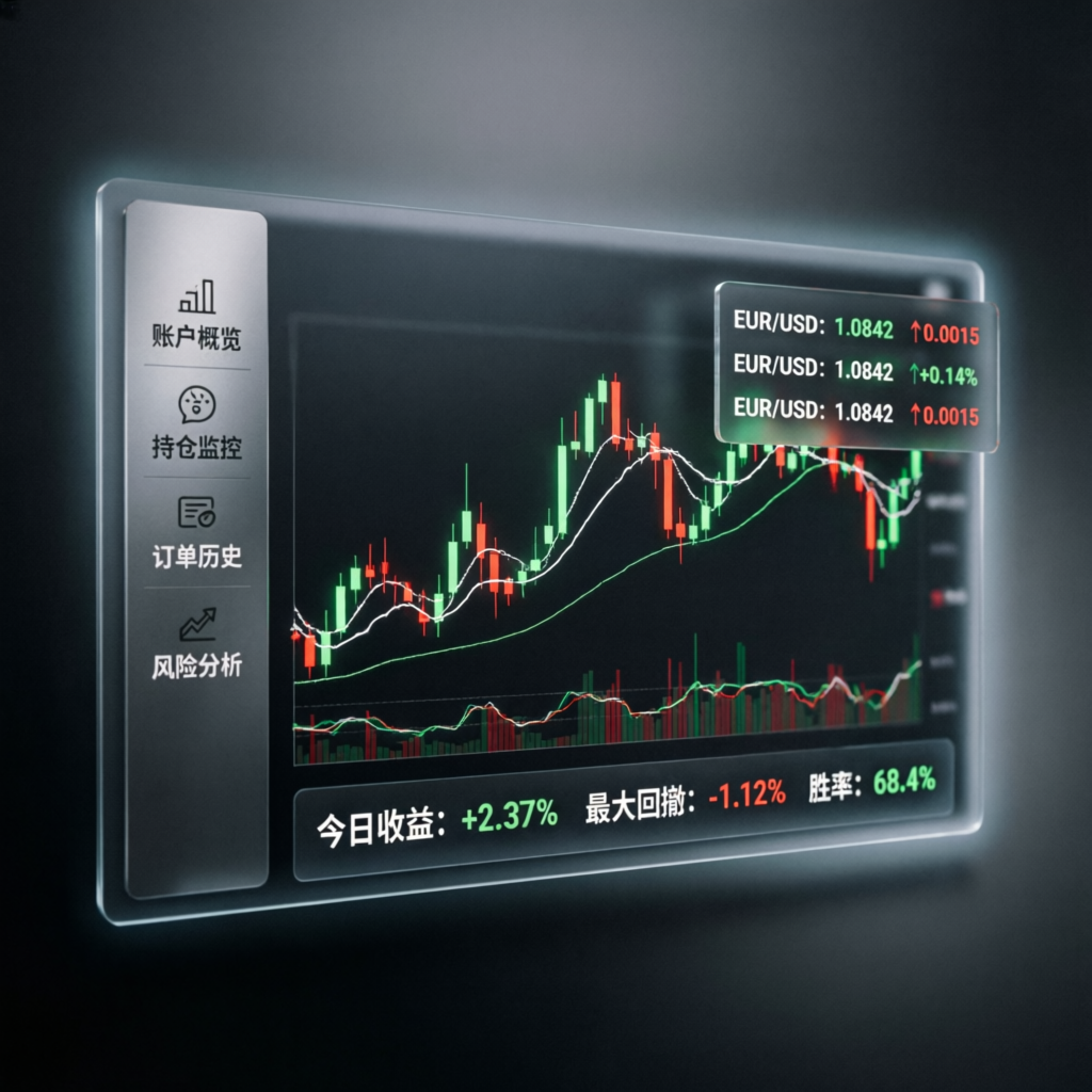 Professional trading dashboard showing forex charts and prop firm passing service analytics