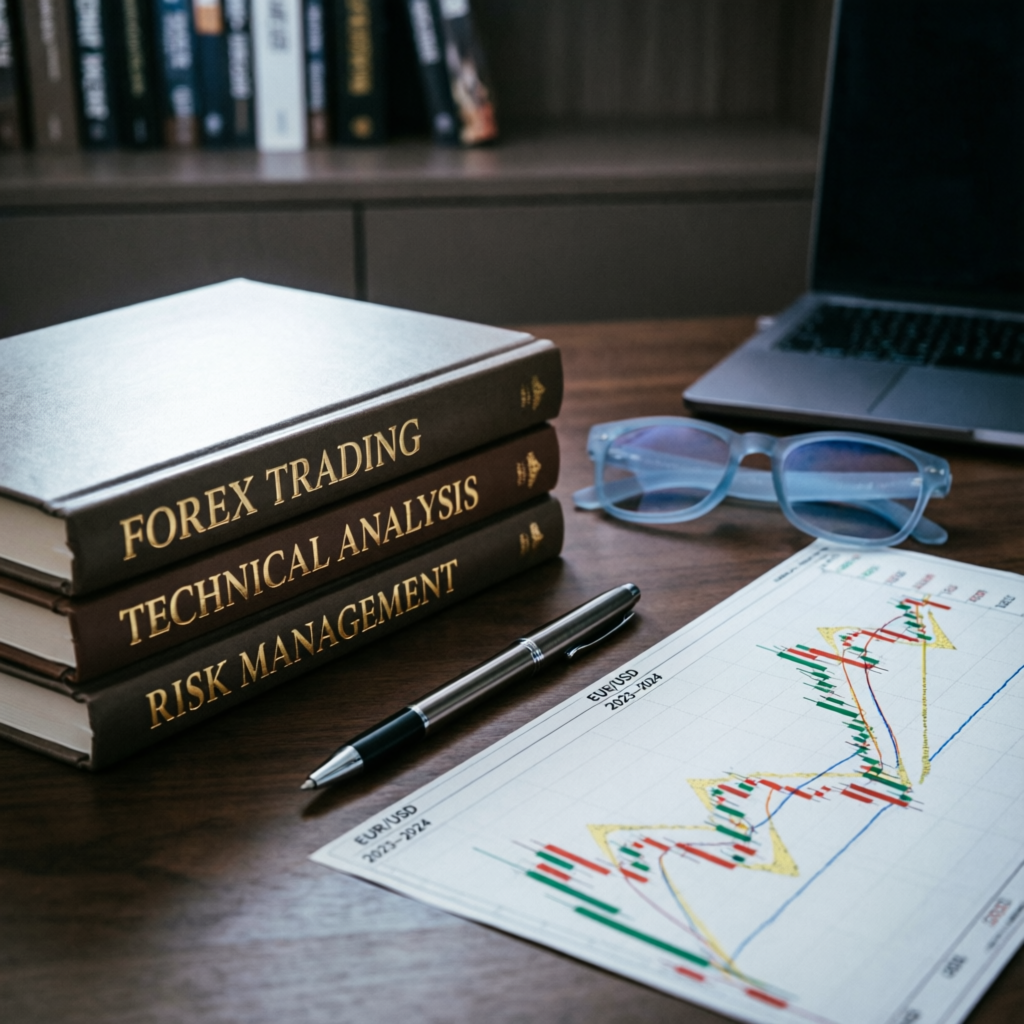 Trading education books and forex analysis materials for prop firm traders