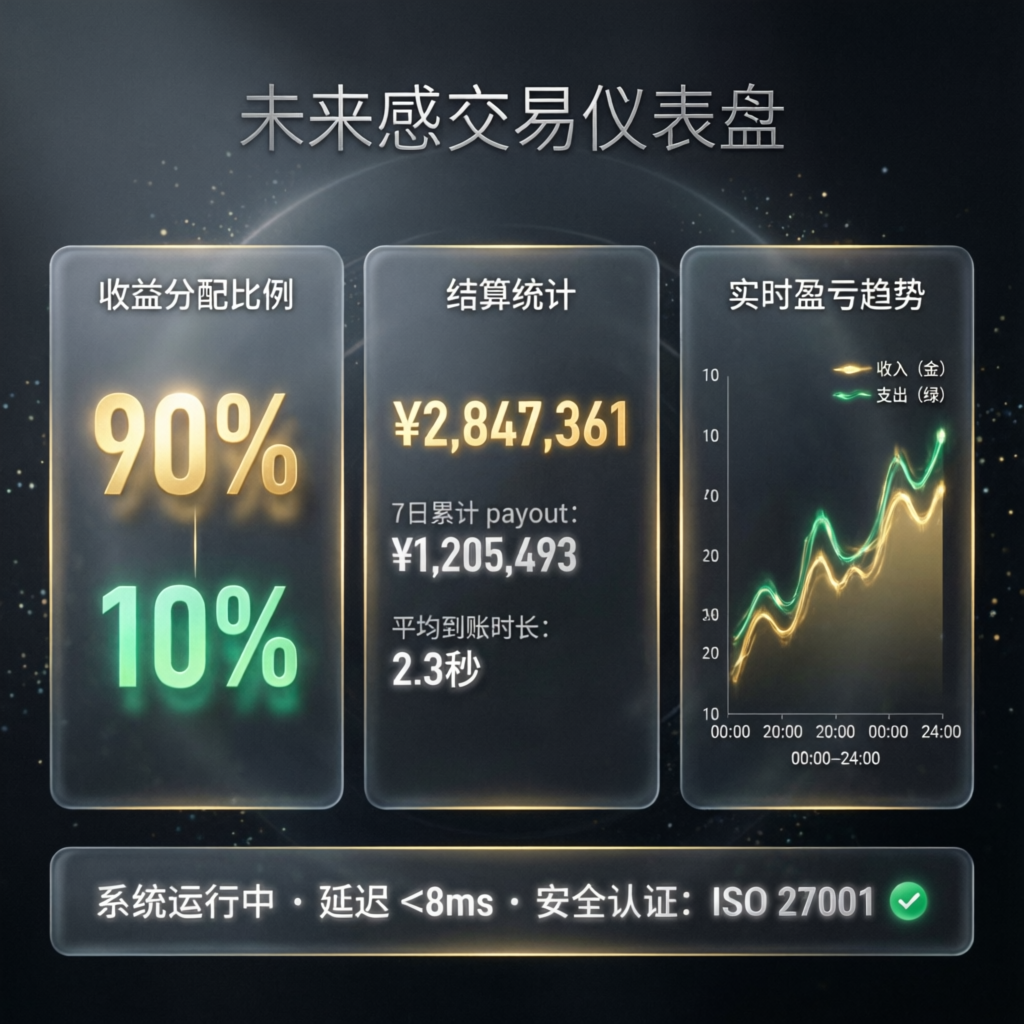 Futuristic Trading Dashboard with Profit Split and Payout Statistics