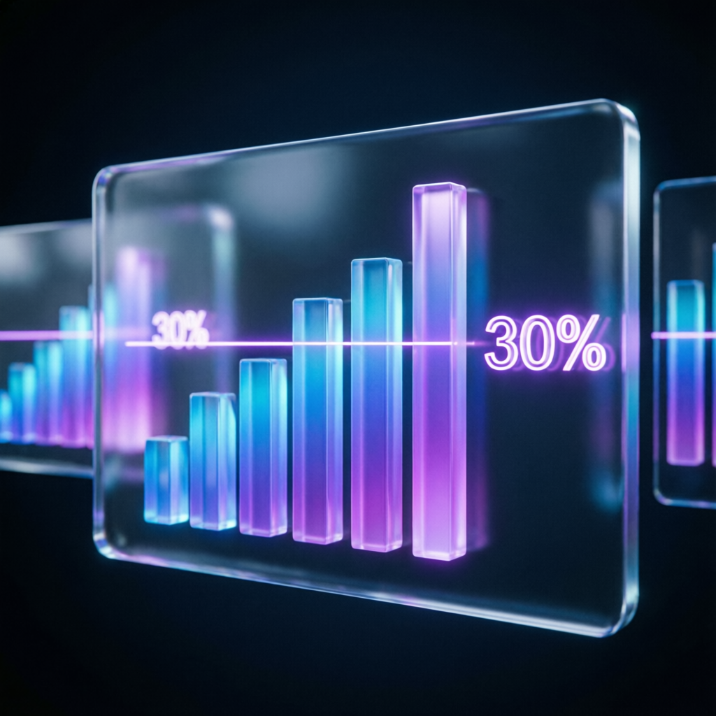 30% Consistency Rule Visualization with Glassmorphism Design