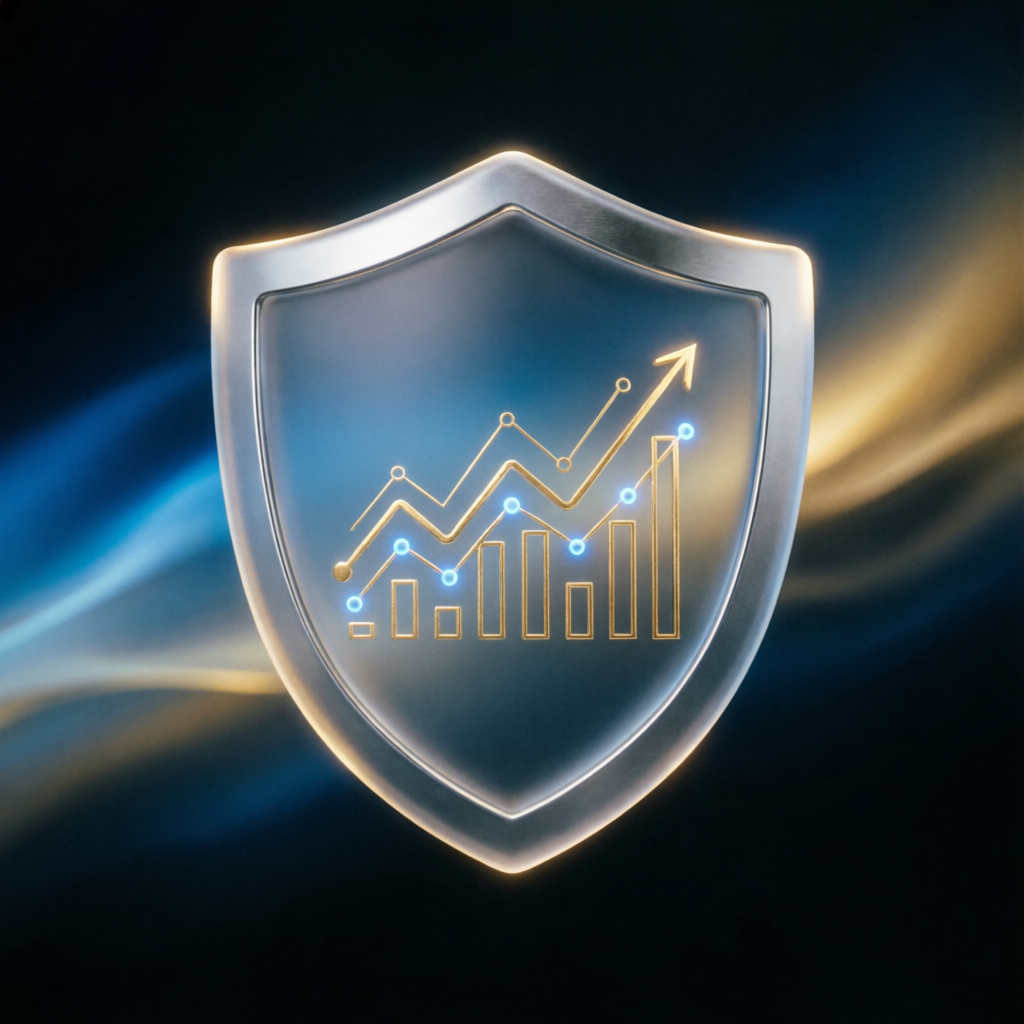 Trust and Security Shield with Financial Growth Charts