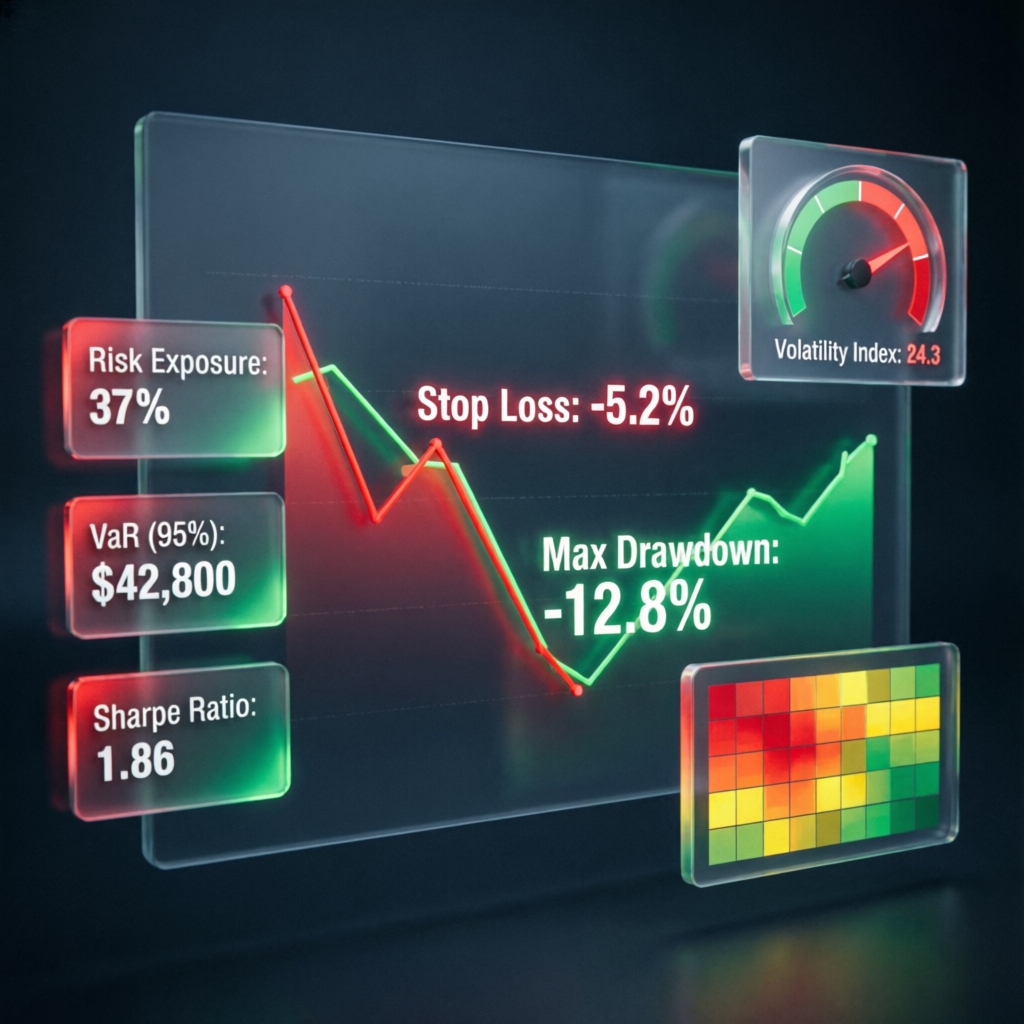 Risk Management Dashboard with Drawdown and Stop Loss Indicators