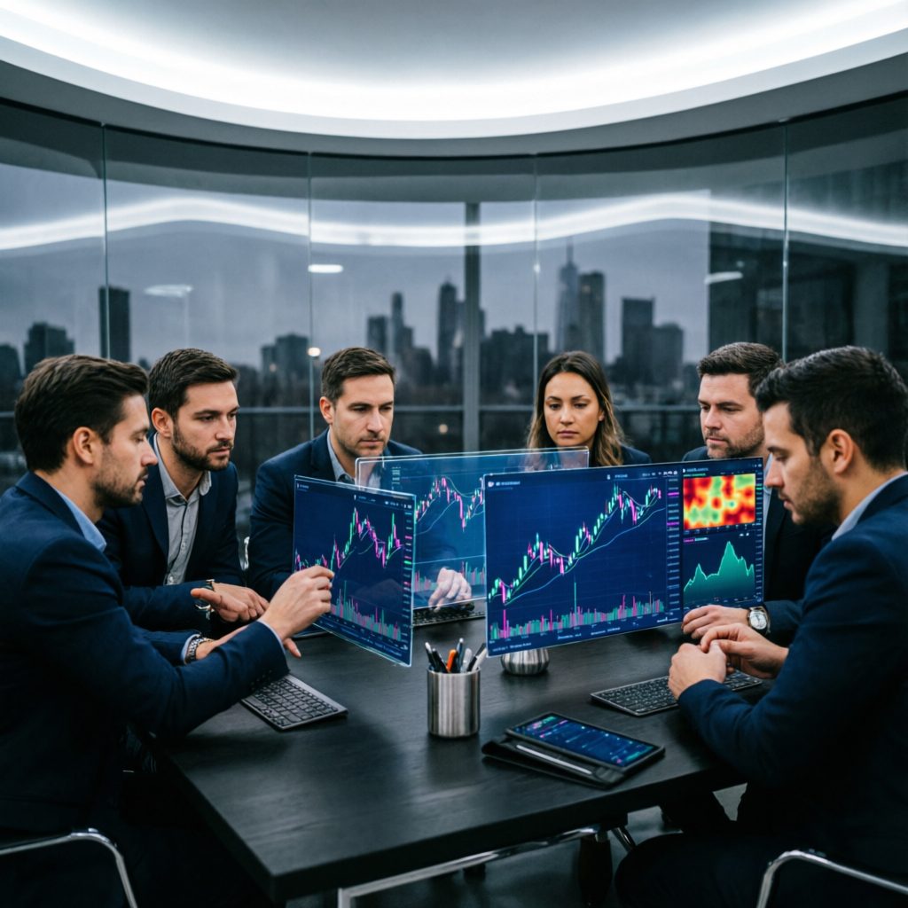 Team of Expert Traders Analyzing Market Data and Charts