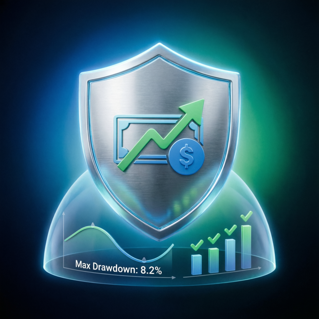 Risk management shield protecting Apex funded account from drawdown violations