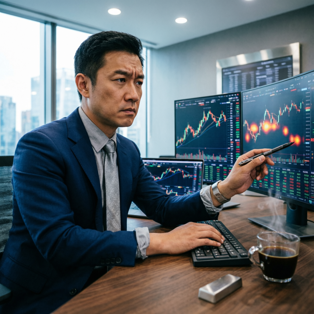 Professional trader analyzing forex markets with multiple screens - PFM Capitals expert prop firm passing