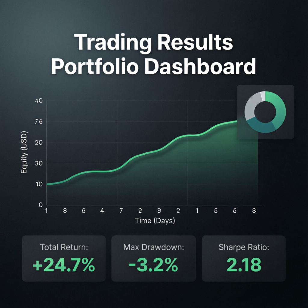 Trading results portfolio dashboard showing consistent profit growth for Foxx Funded passing service