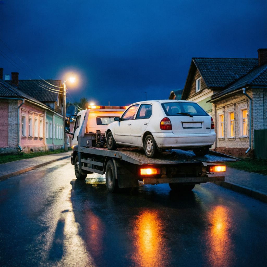 Ночная эвакуация автомобиля эвакуатором в Солнечногорске