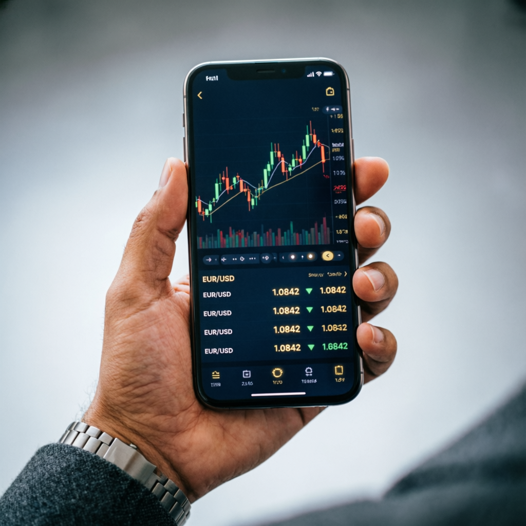 Mobile trading app with forex charts