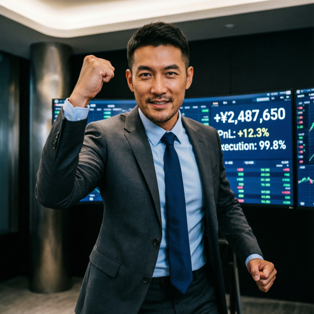 Successful trader celebrating