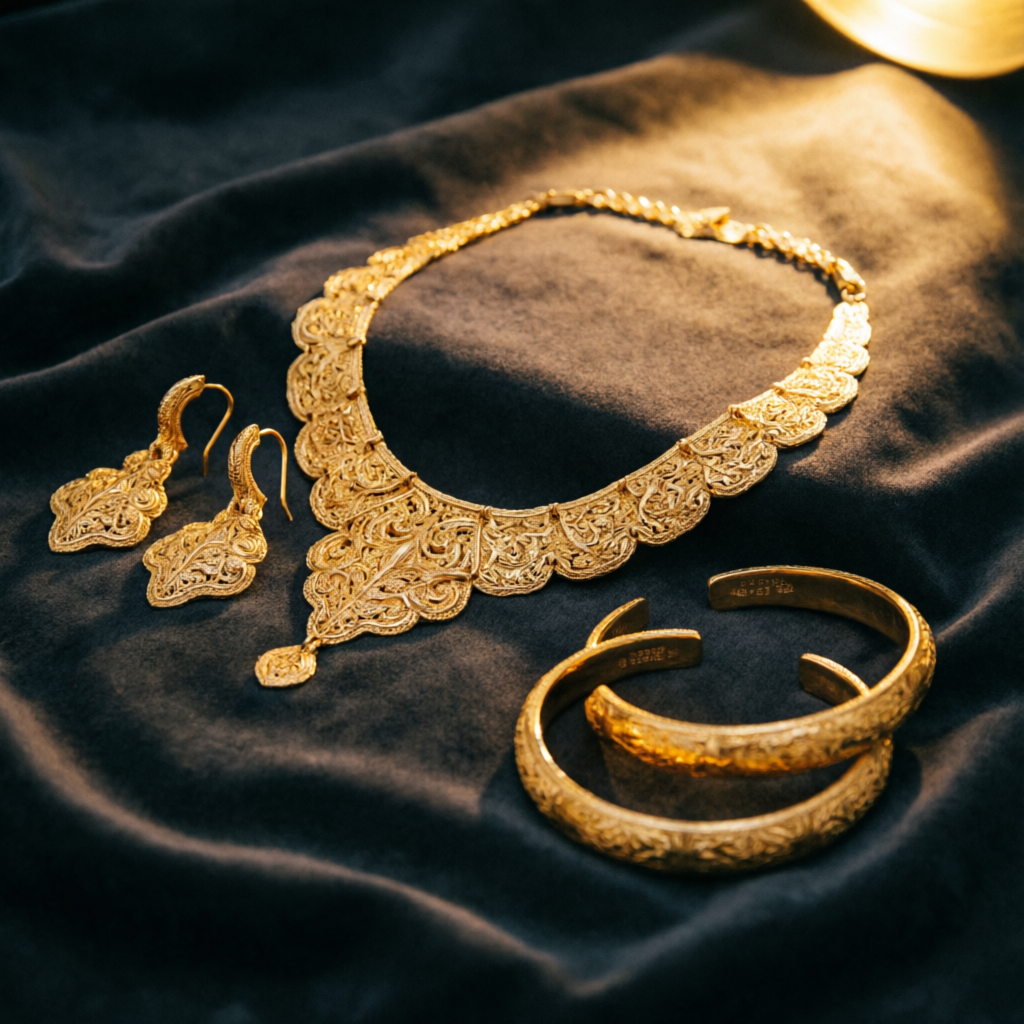 Hallmarked 22KT gold necklace, earrings and bangles collection in Karnal