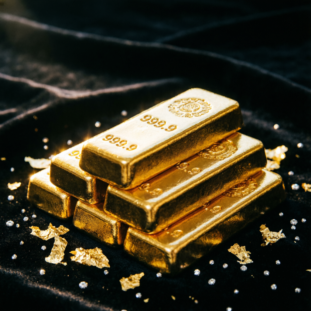 Luxury gold bars representing apex trader funding payout profits and wealth