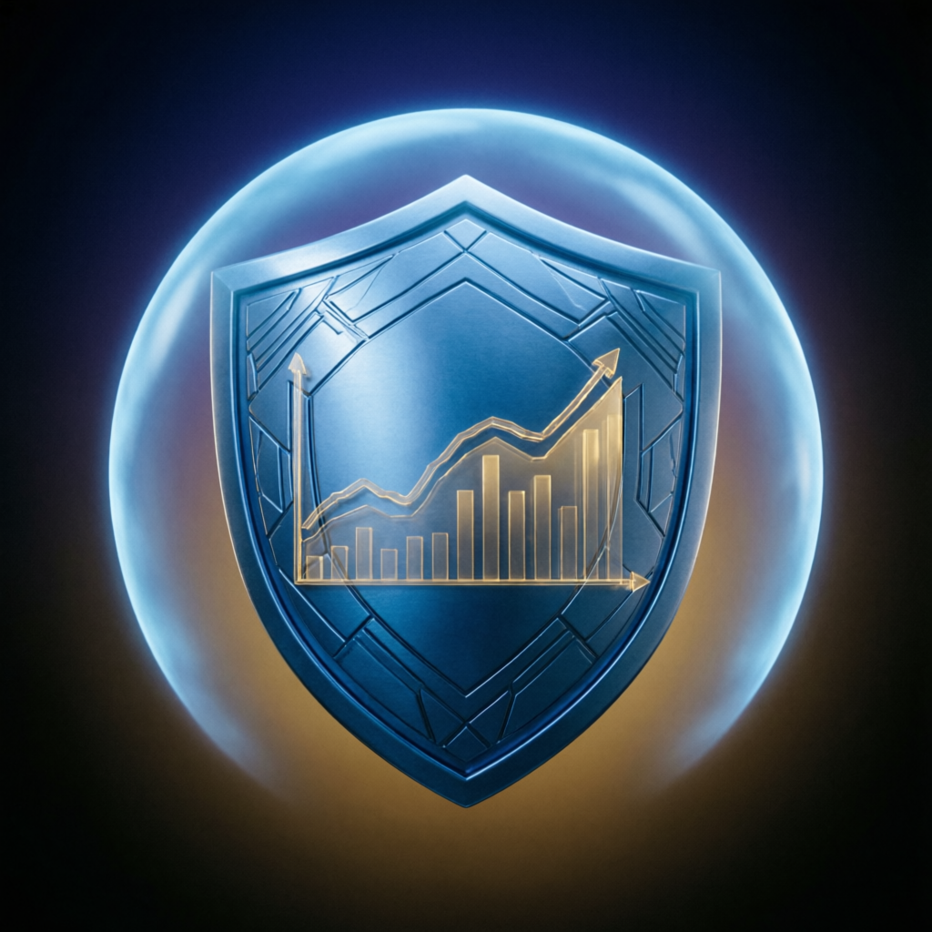 Risk management shield protecting trading capital in Topstep evaluation