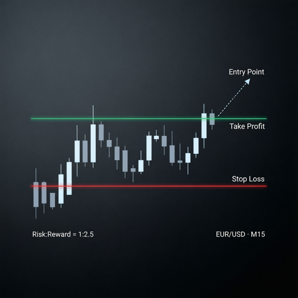 Risk management visual with stop loss and take profit