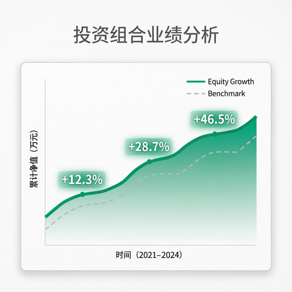 Portfolio performance graph showing equity growth