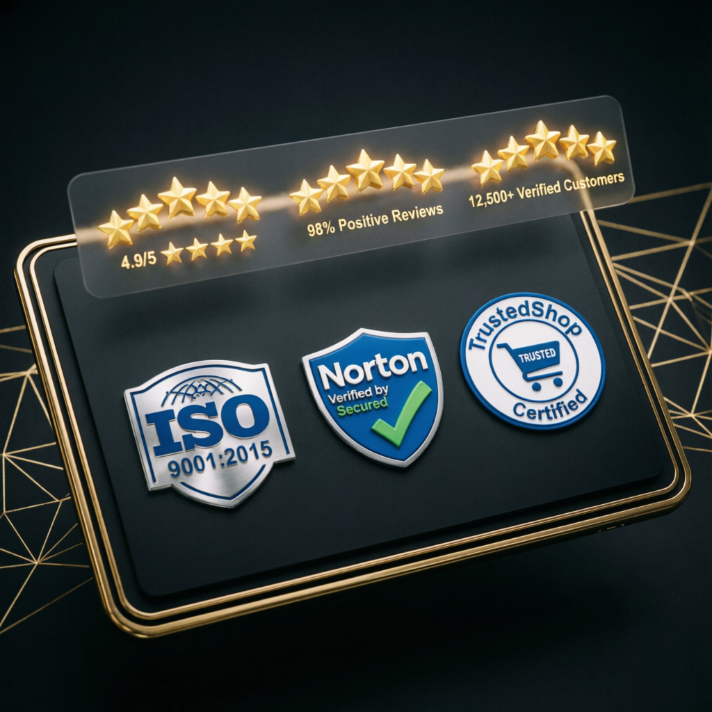 Trust badges and verified certification seals showing Prop Funded Kings credibility