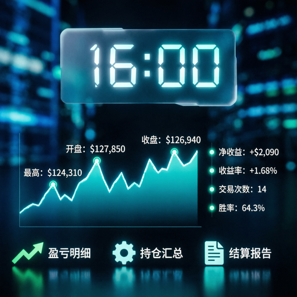 End of day account balance calculation with daily trading summary