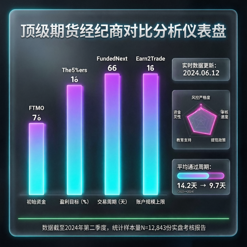 Prop firm comparison analysis dashboard with metrics