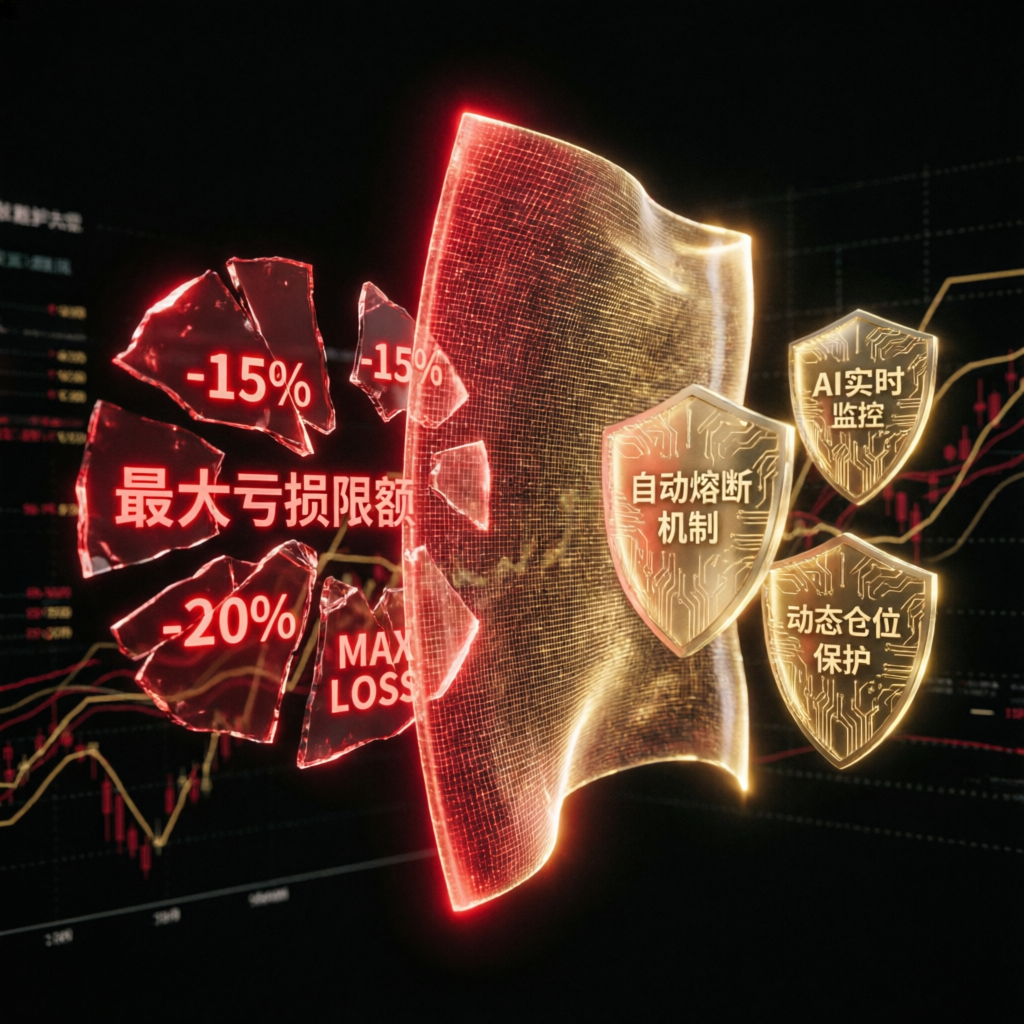 Maximum loss limit protection visualization with AI risk management shields
