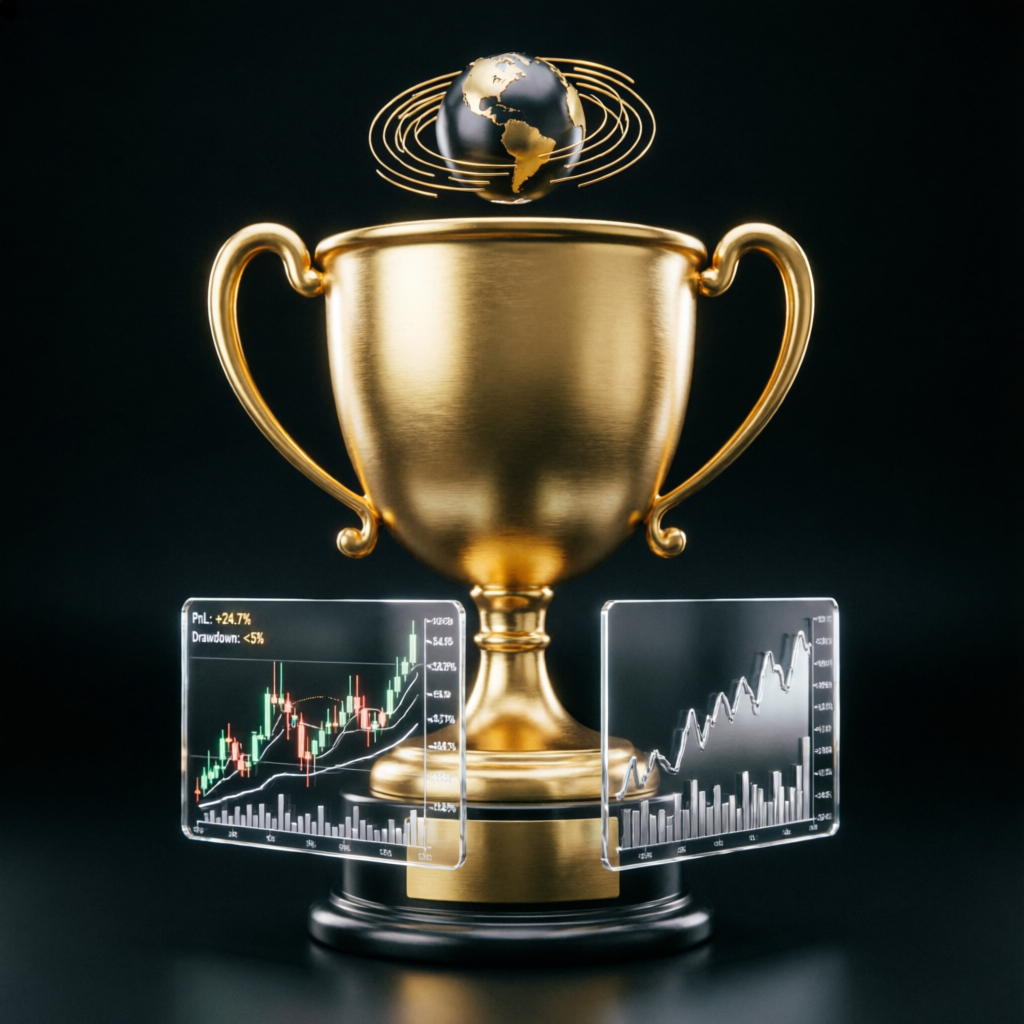 Golden trophy representing prop firm challenge success